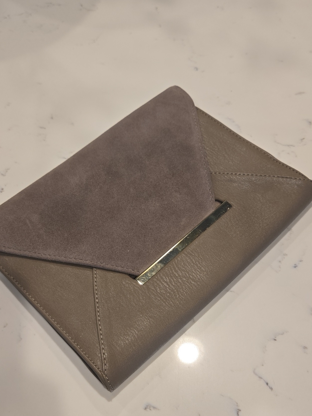 Aldo Taupe Envelope Clutch with Suede Flap